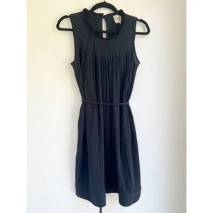 Sea NY Dress 0 Cotton Double Layer Crepe Gauze Removable Belt Shift Fringe Neck